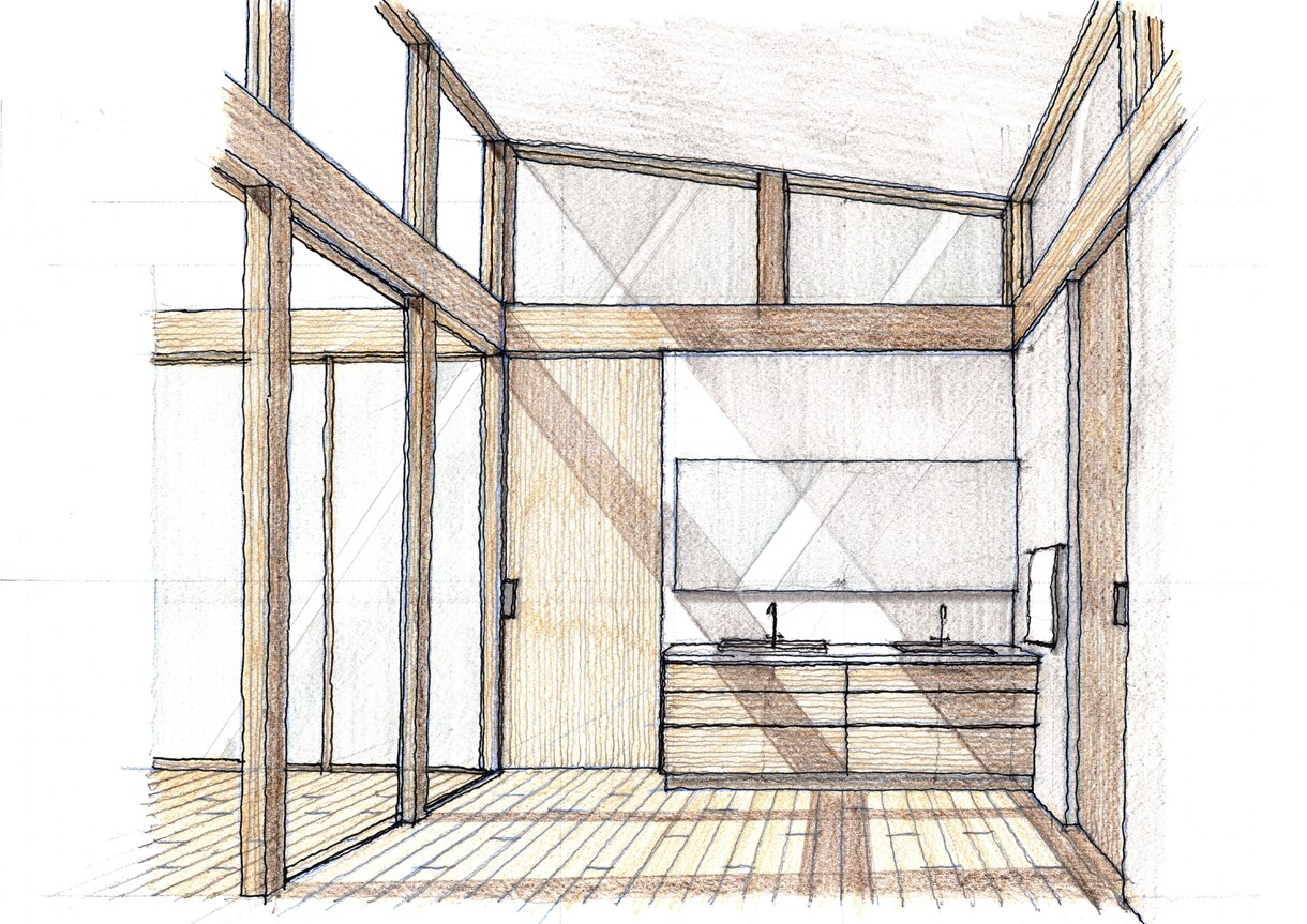 温もりある手描きの住宅内観パース提供いたします 打合せに印象に残る手描きのパースを添えませんか イメージ3