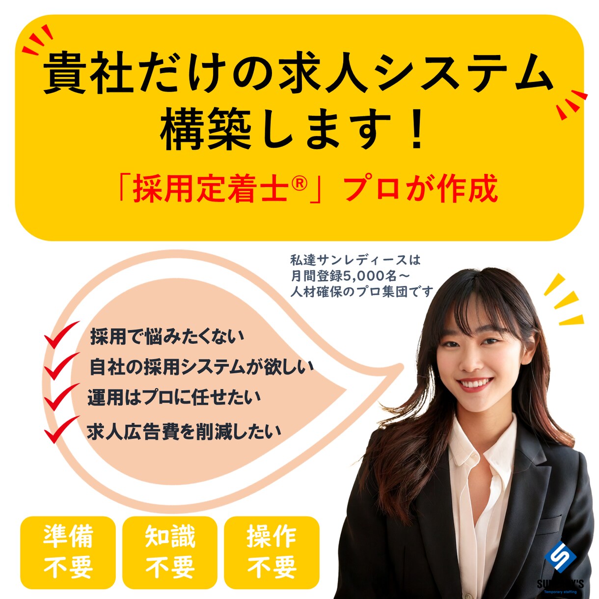 採用定着のプロが貴社求人システムを作成運用します ローカルで地域密着の企業ほど効果が大きいです イメージ1