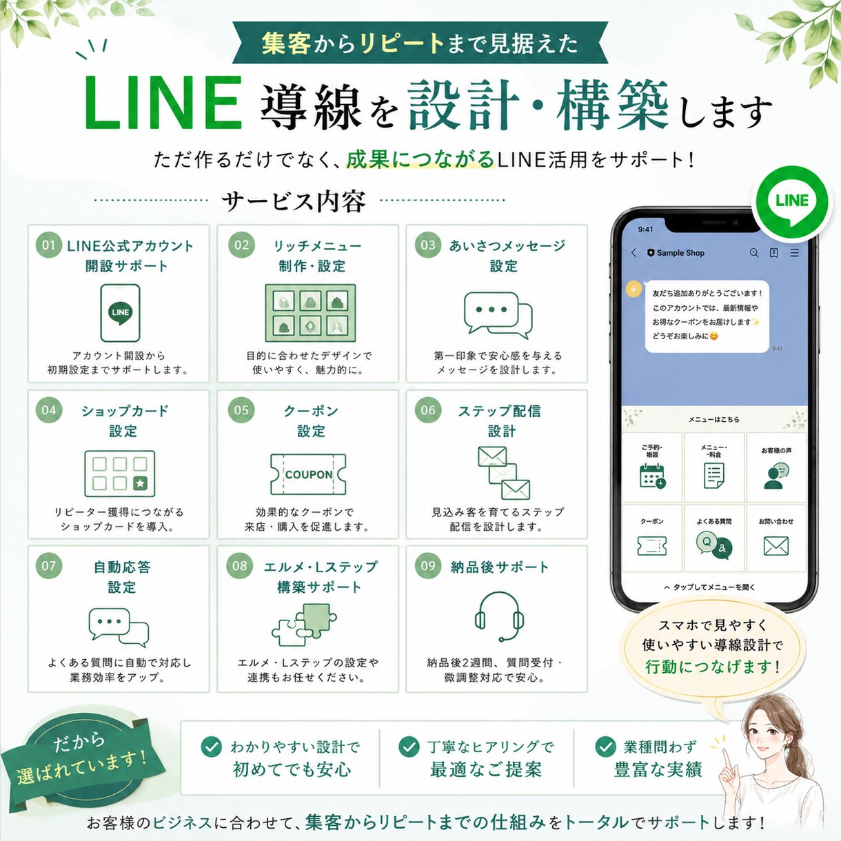 LINE公式構築・改善｜集客導線まで設計します お客様が迷わず行動できるLINE導線を設計します※エルメOK イメージ3