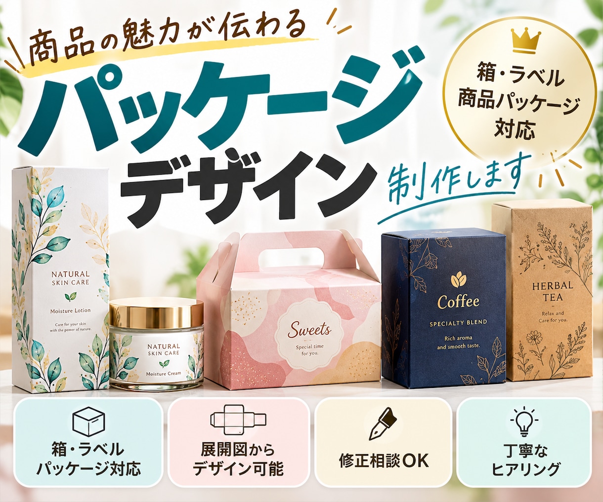 パッケージデザイン制作ます ご希望がございましたらお気軽にご相談ください。 イメージ1