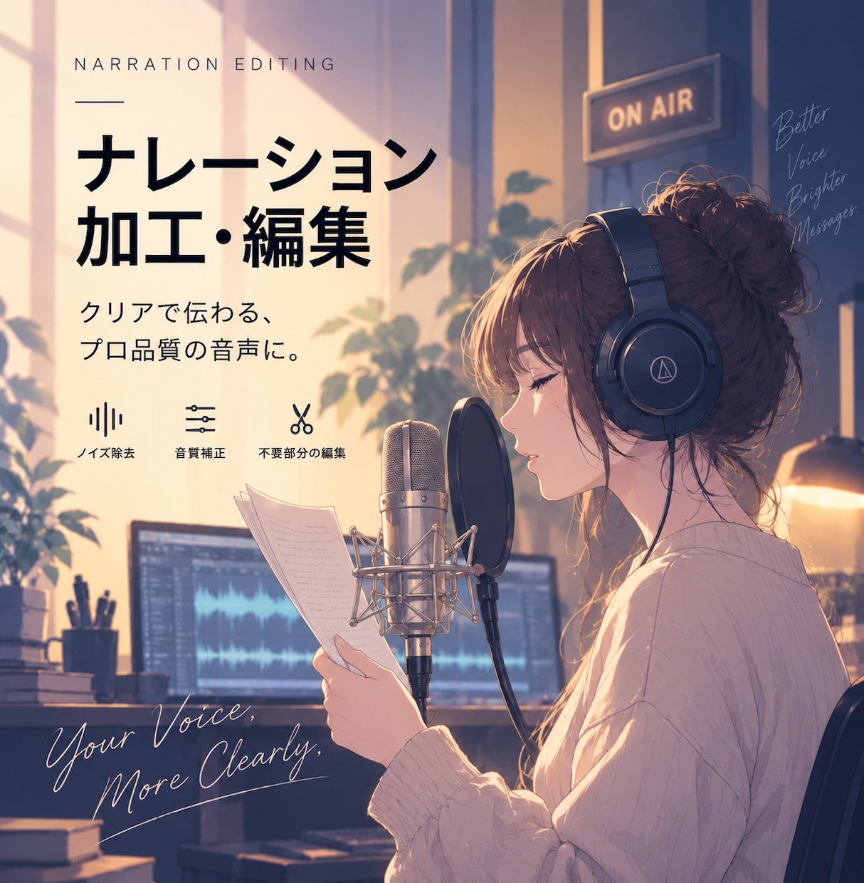 ナレーション・セリフを収録・音声加工します 声をもっと魅力的に！特殊加工も対応 イメージ1