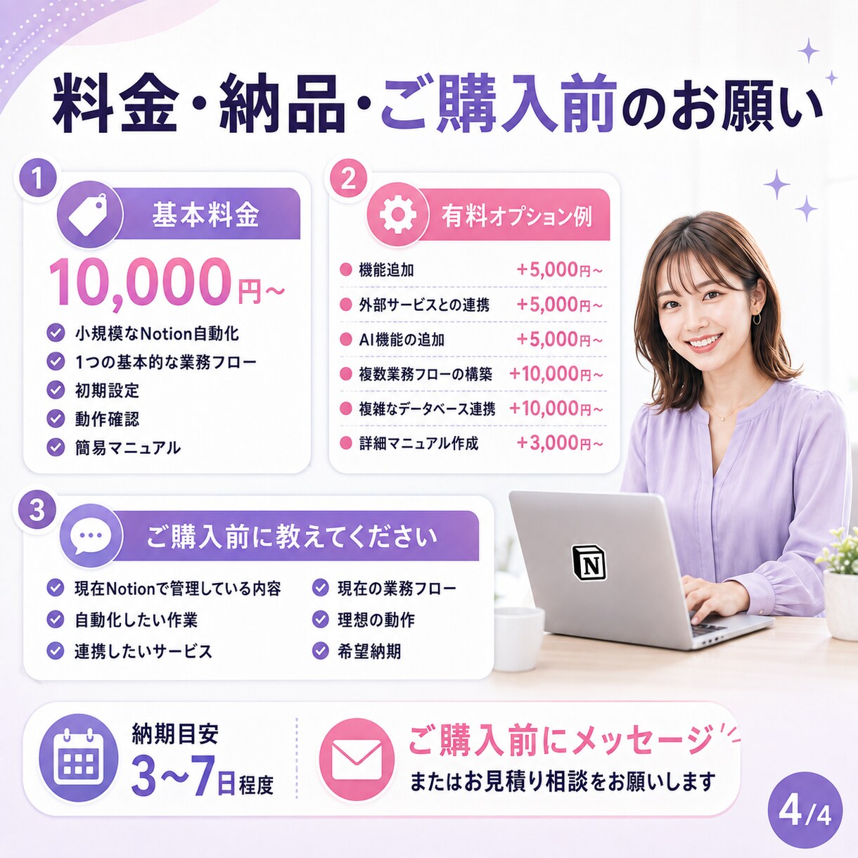 Notionの入力・管理業務を自動化します Slack・フォーム・AIなどと連携して手作業を減らします イメージ4
