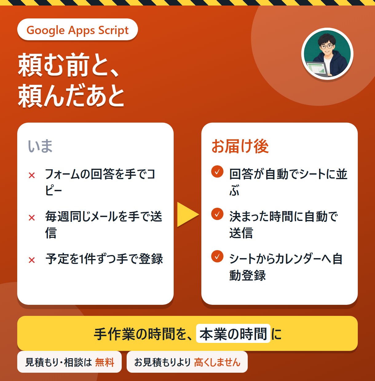 GASでスプレッドシートの手作業を自動化します フォームの集計・定期メール・PDF作成を全自動に イメージ2