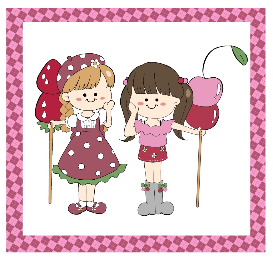 LINEスタンプに使えるイラストを作ります いちごとさくらんぼの妖精イラスト イメージ1