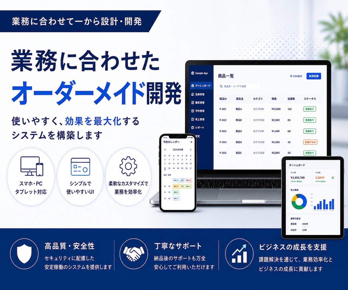 webアプリで業務の仕組み化をお手伝いします 御社の業務に合わせた、誰でも使える専用画面 イメージ2