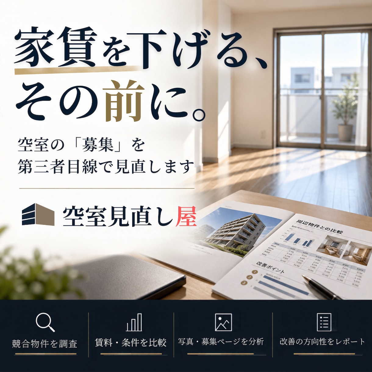 賃貸物件の空室原因を第三者目線で診断します 競合・賃料・募集ページをまとめて分析 イメージ1