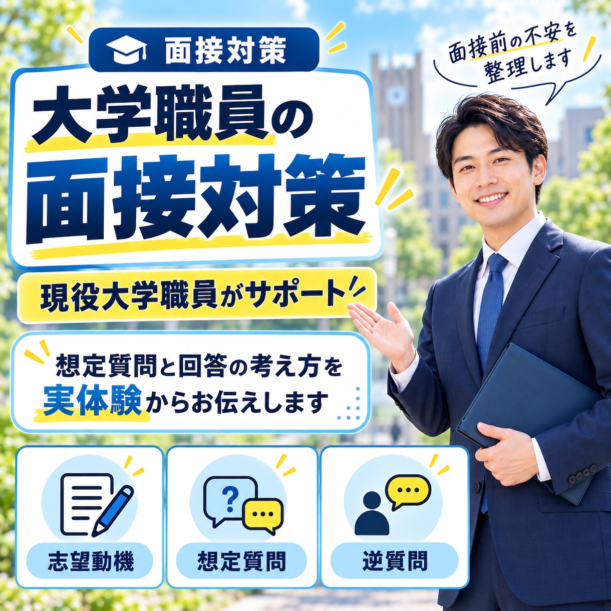 大学職員の面接対策を現役職員がサポートします 想定質問と回答の考え方を実体験からお伝えします イメージ1