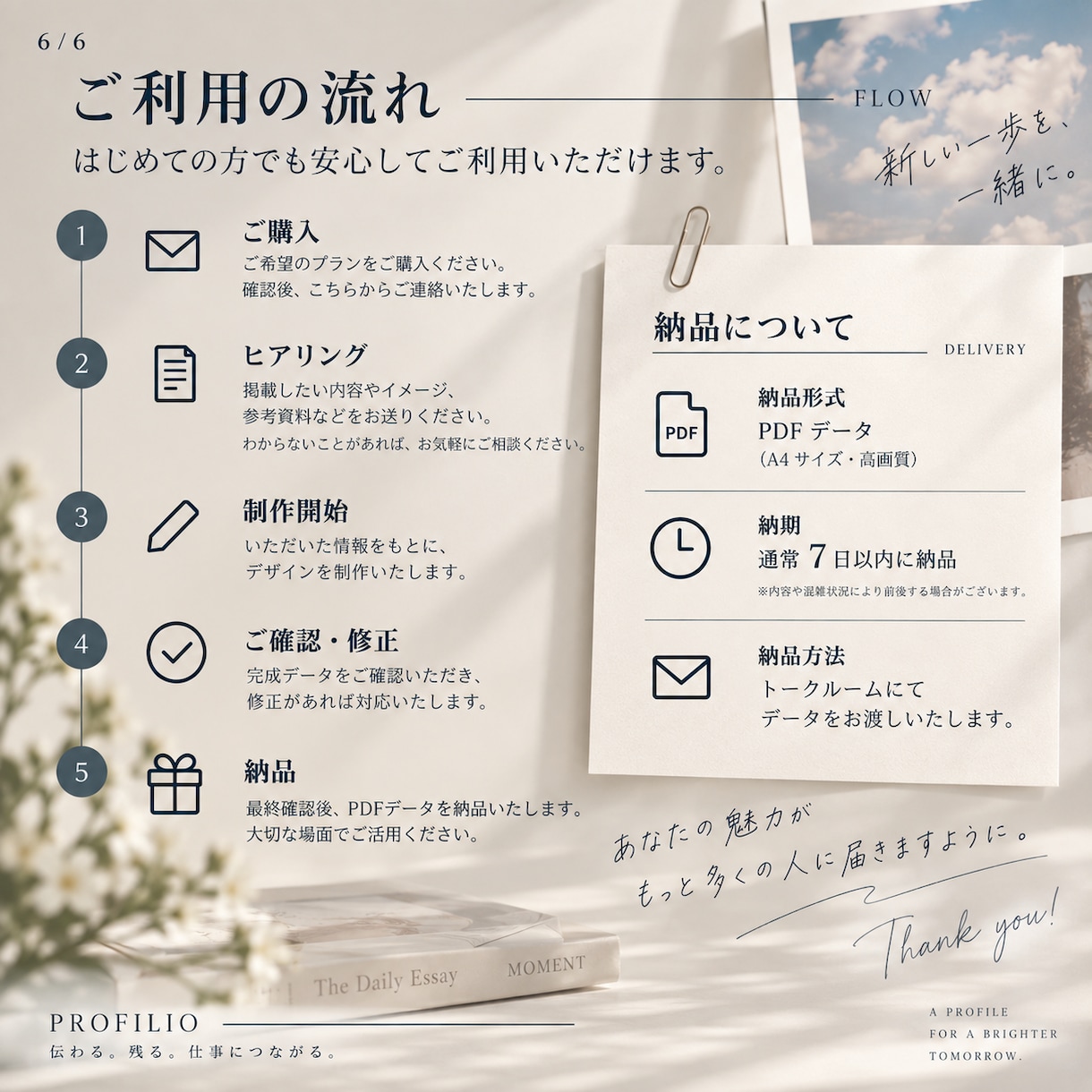 芸能・個人向けプロフィールシートを制作します 写真・経歴・自己PRを整理して、魅力が伝わる資料に仕上げます イメージ6