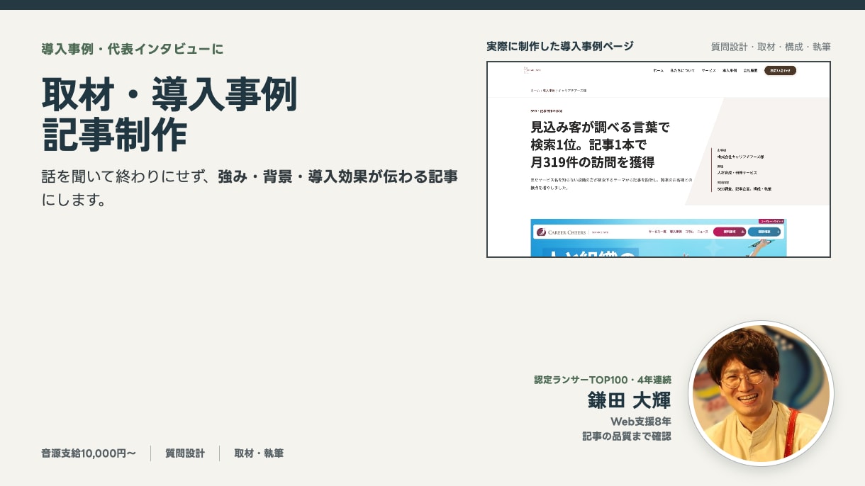取材・導入事例記事を読みやすく制作します 音源からの記事化1万円、オンライン取材にも対応 イメージ1