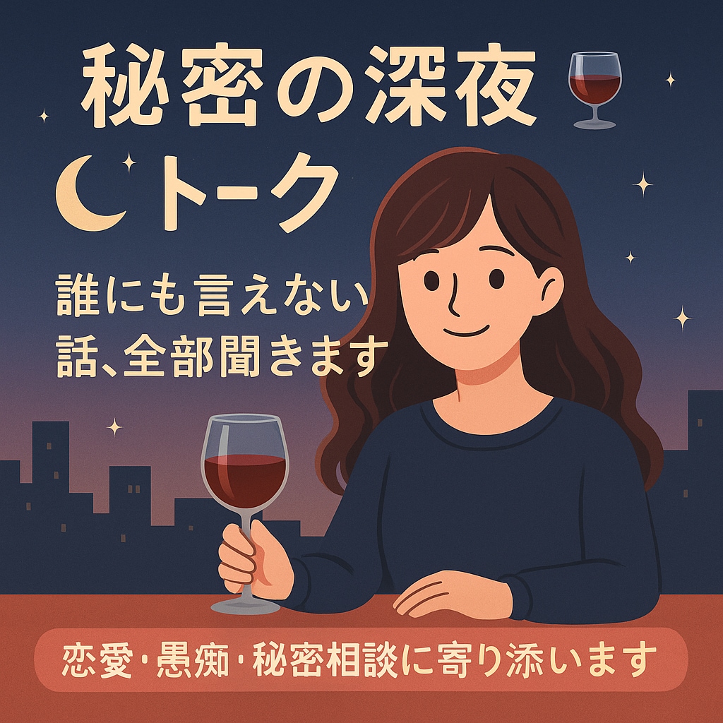 秘密の深夜トーク❣️誰にも言えない話、全部聞きます 〜孤独な夜に心を軽くするお手伝い⌛〜不倫・浮気・恨み・愛憎 イメージ2