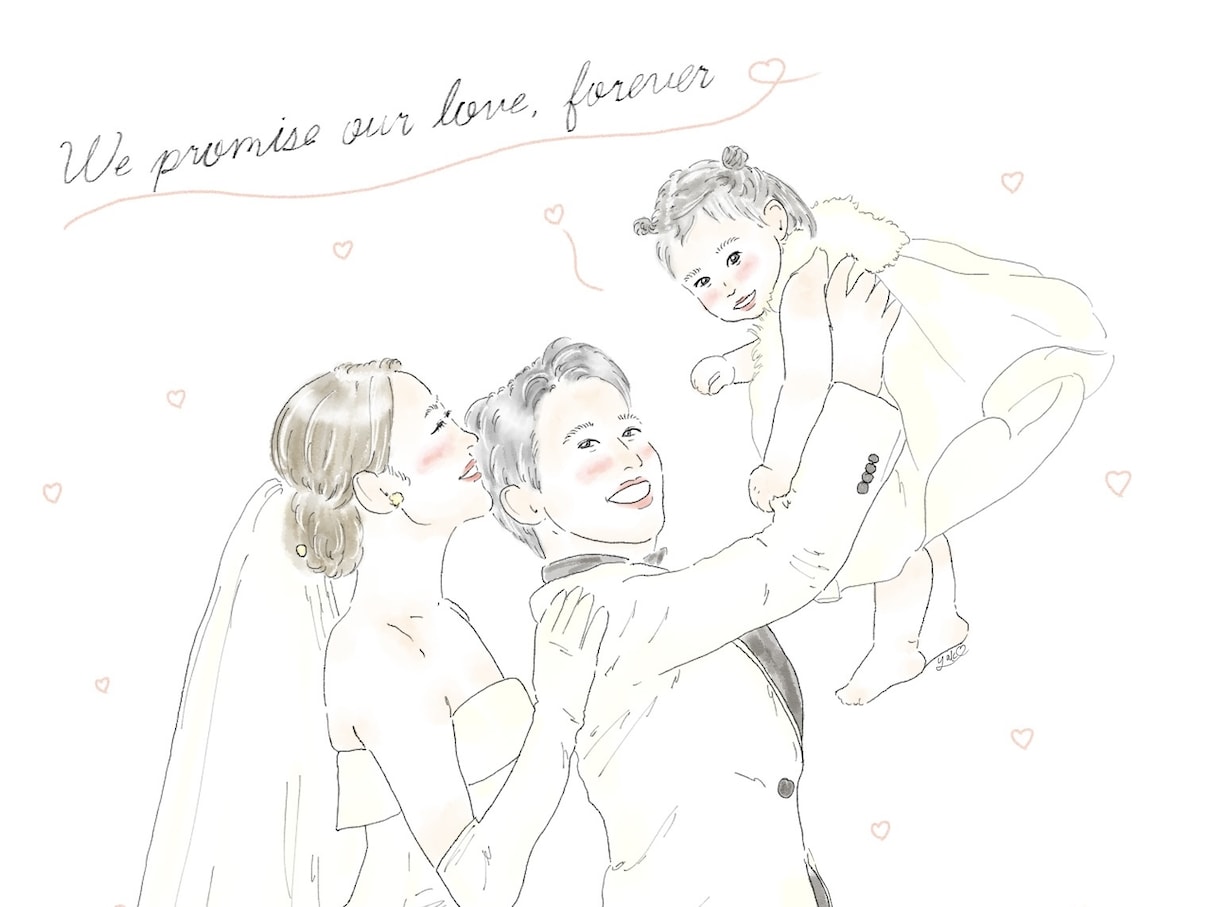 思い出に残る結婚式の似顔絵イラストお描きします ウェルカムボードや両親贈呈品にもオススメ！ イメージ2