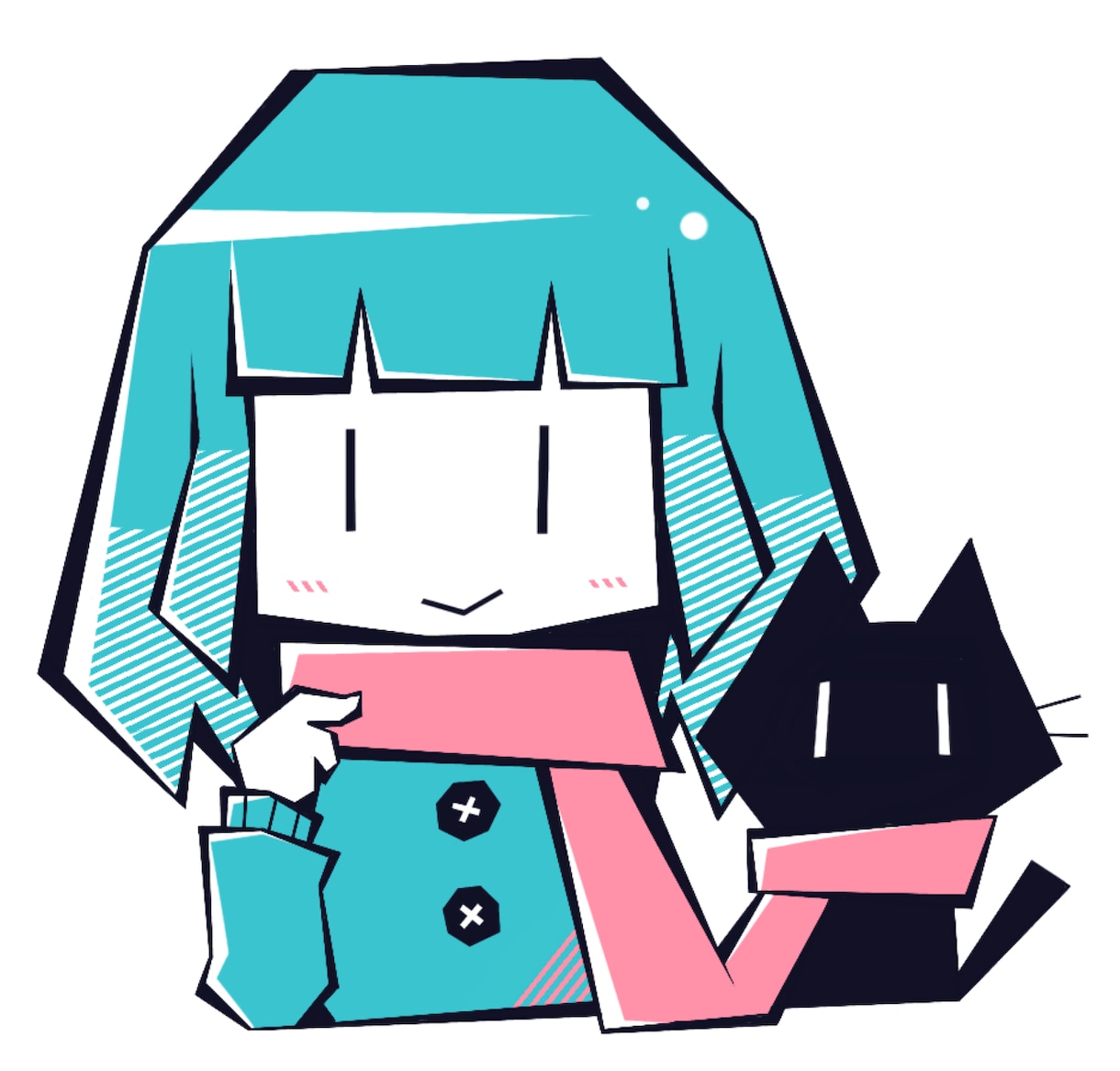 カクカクなイラスト描きます 角ばってるけど可愛らしいカクカクなイラストはいかがですか イメージ3