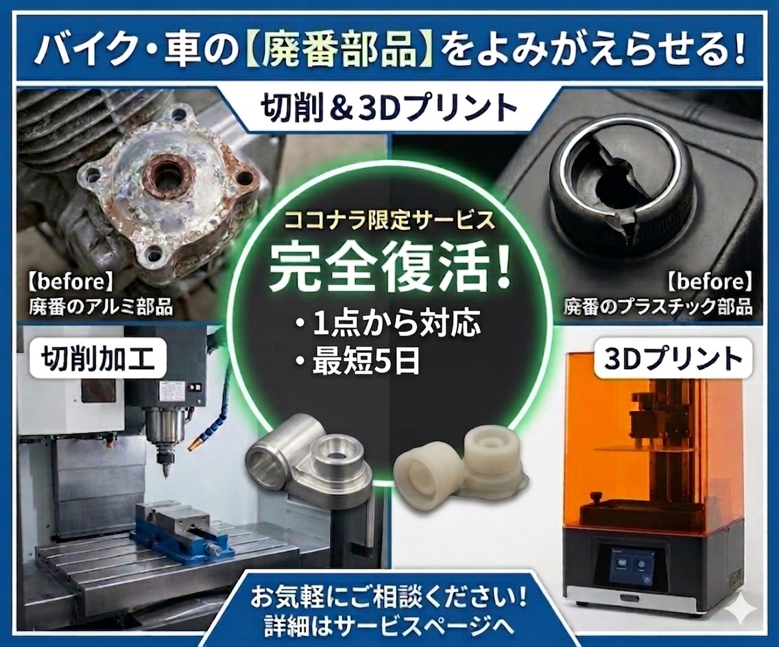 バイク・車の廃番部品を現物から復活させます お手元の破損部品から精密に復元・製作します イメージ1