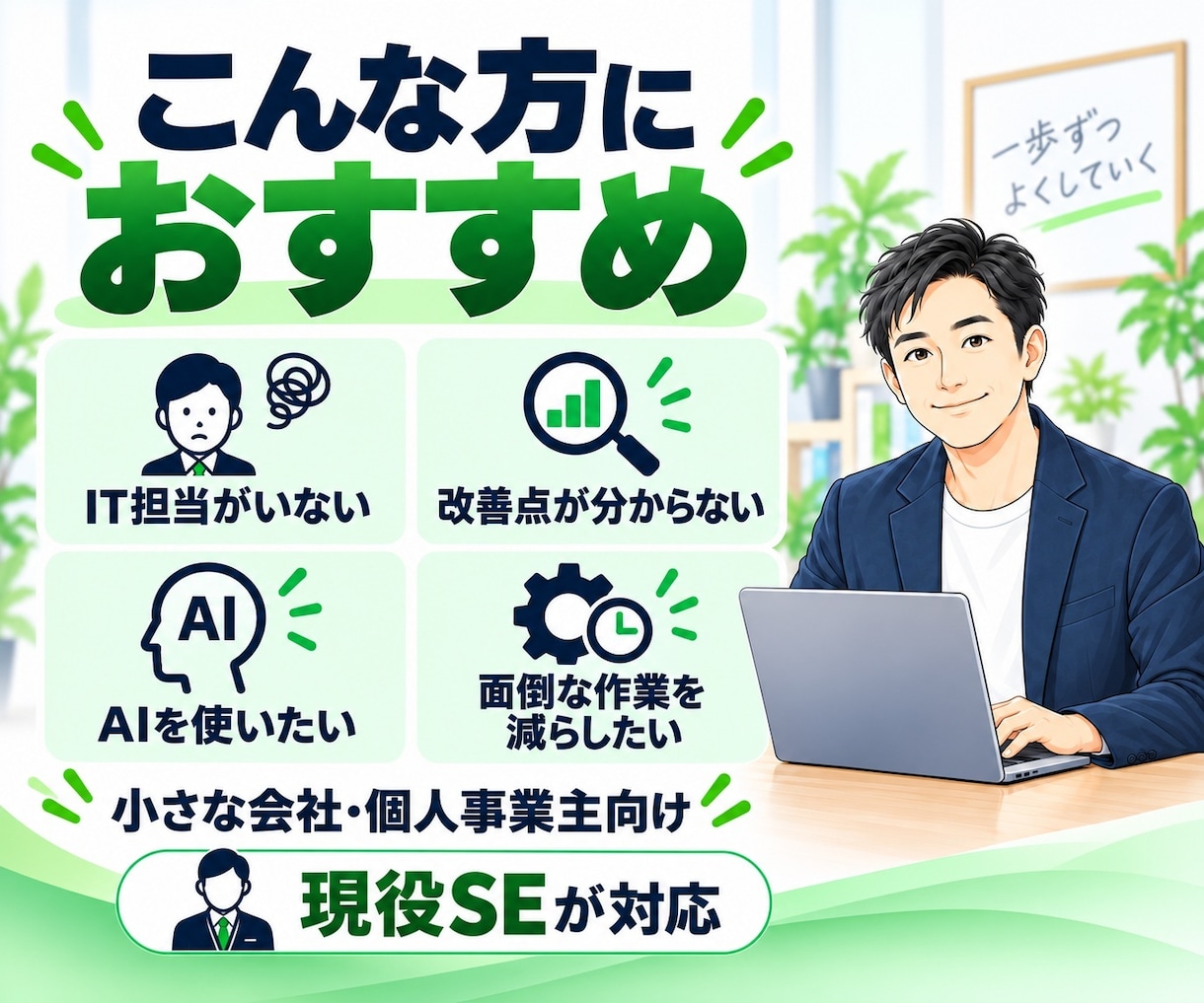 小さな会社のIT・業務の悩みを整理します Excel・AI・Webの悩みを現役SEが整理・提案します イメージ3