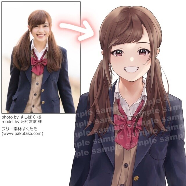 写真を華やかにイラスト化します リアルすぎない似顔絵◎写真が無くても♪ イメージ5