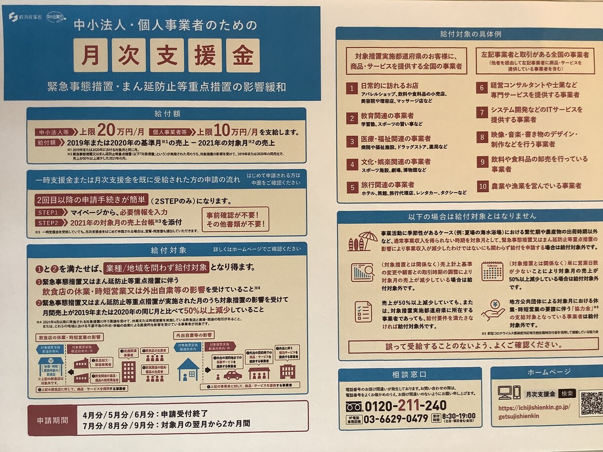 月次支援金の申請相談・サポートします 事前確認登録機関としての実績を活かしてお手伝いします。 イメージ1
