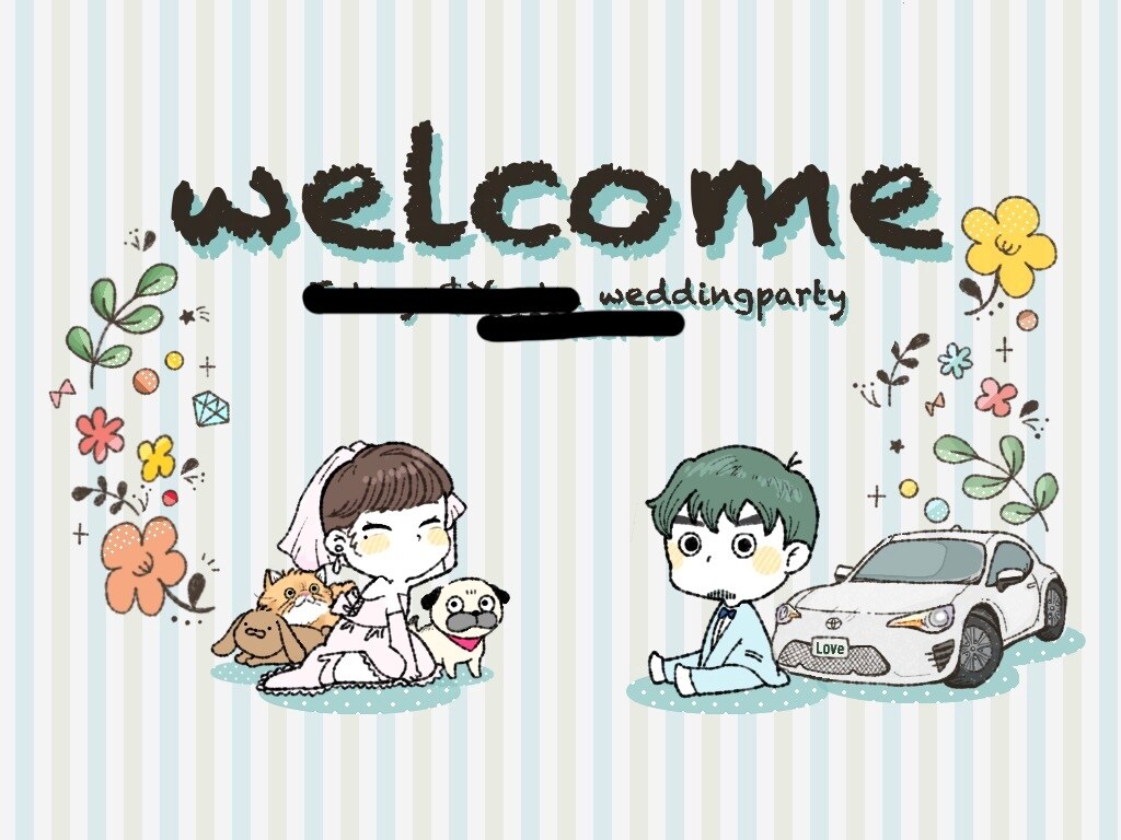 ウェルカムボードゆる似顔絵描きます 新郎新婦以外にも詰め込みOK！スタート価格&おまけ付き✰*。 イメージ2