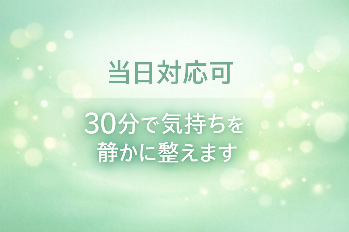 当日OK｜30分で静かに気持ちを整えます 今つらいあなたへ　30分の短時間セッションで感情を整理します イメージ1