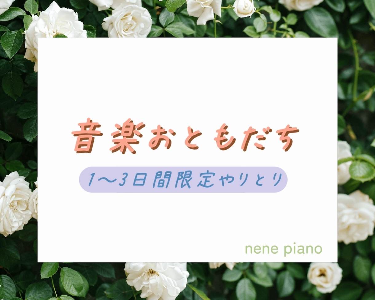 1〜3日間、あなたの音楽お友達になります 音楽について楽しくお話ししましょう♪ イメージ1