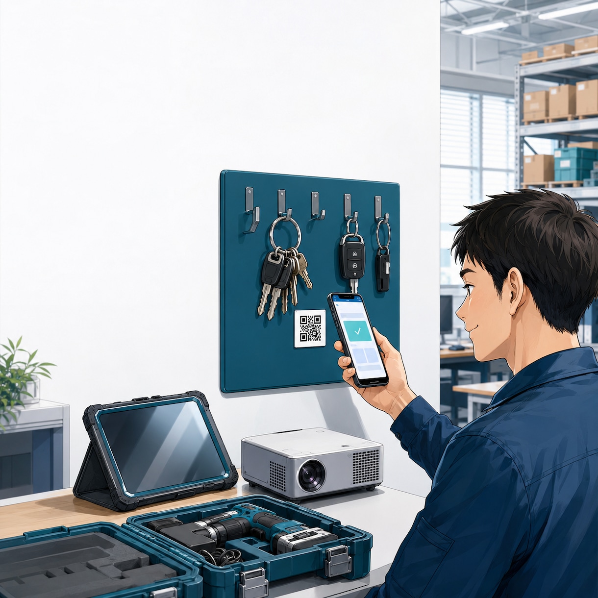 QRで鍵・備品の貸出返却を見える化します 貸出ノート不要。誰が持っているかスマホですぐ確認 イメージ1