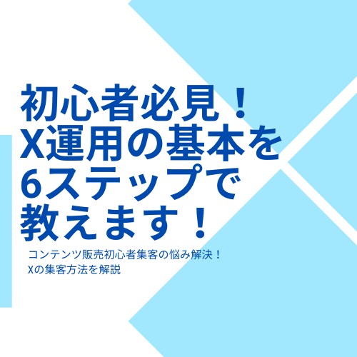 初心者必見！X運用の基本を6ステップで教えます コンテンツ販売初心者集客の悩み解決！Xの集客方法を解説 イメージ1