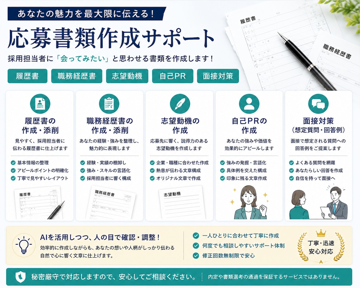 履歴書・職務経歴書・志望動機を作成します 営業経験と採用担当者視点で応募書類をサポート イメージ2