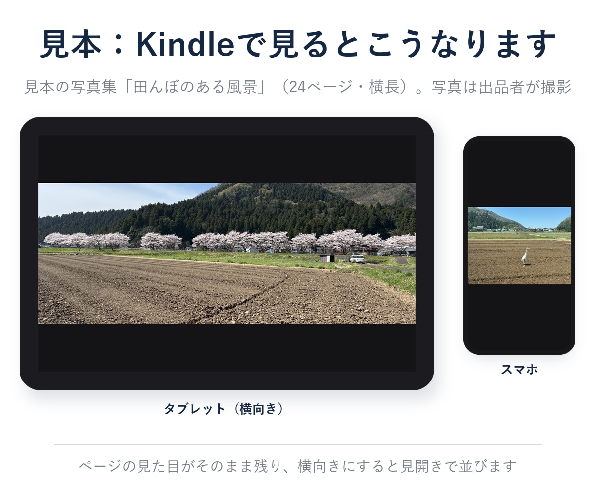 写真集・絵本・作品集をKindleと紙の本にします ページの絵をそのまま本に｜カラーの紙の本も｜通話なし イメージ2
