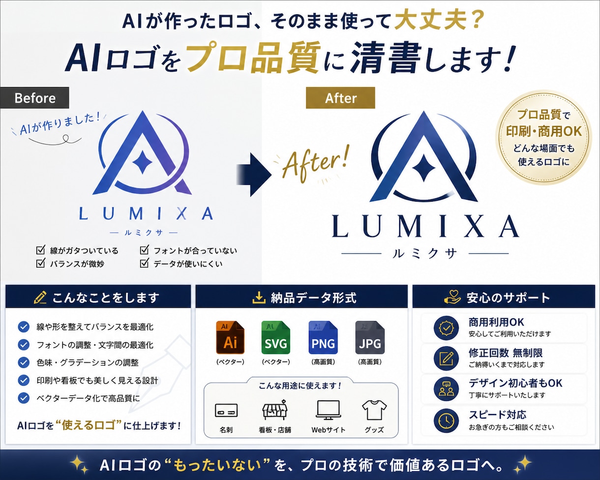 AI画像を印刷用に！ロゴ清書・ベクター作成します 印刷トラブルをゼロに。AI画像を現場で使えるデータへ イメージ1
