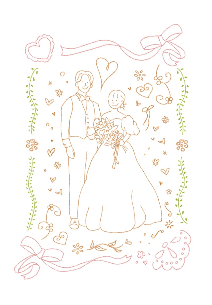 記　写真をやさしい手描き風イラストにします 結婚式・カップル・家族の大切な思い出を、一枚の絵に残します！ イメージ1