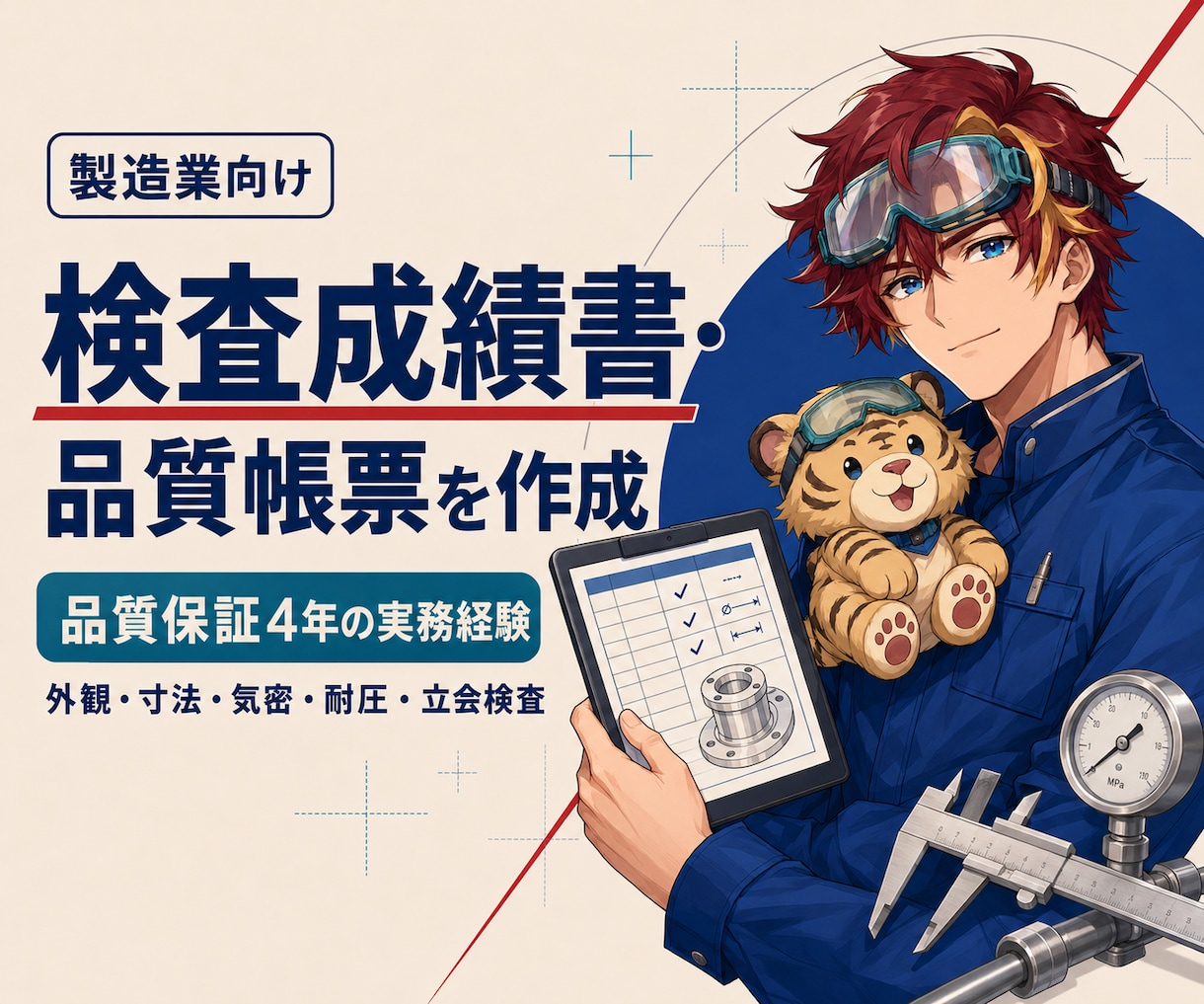 製造業向け検査成績書・品質帳票を作成します 図面・仕様書から客先提出用の帳票を整えます イメージ1