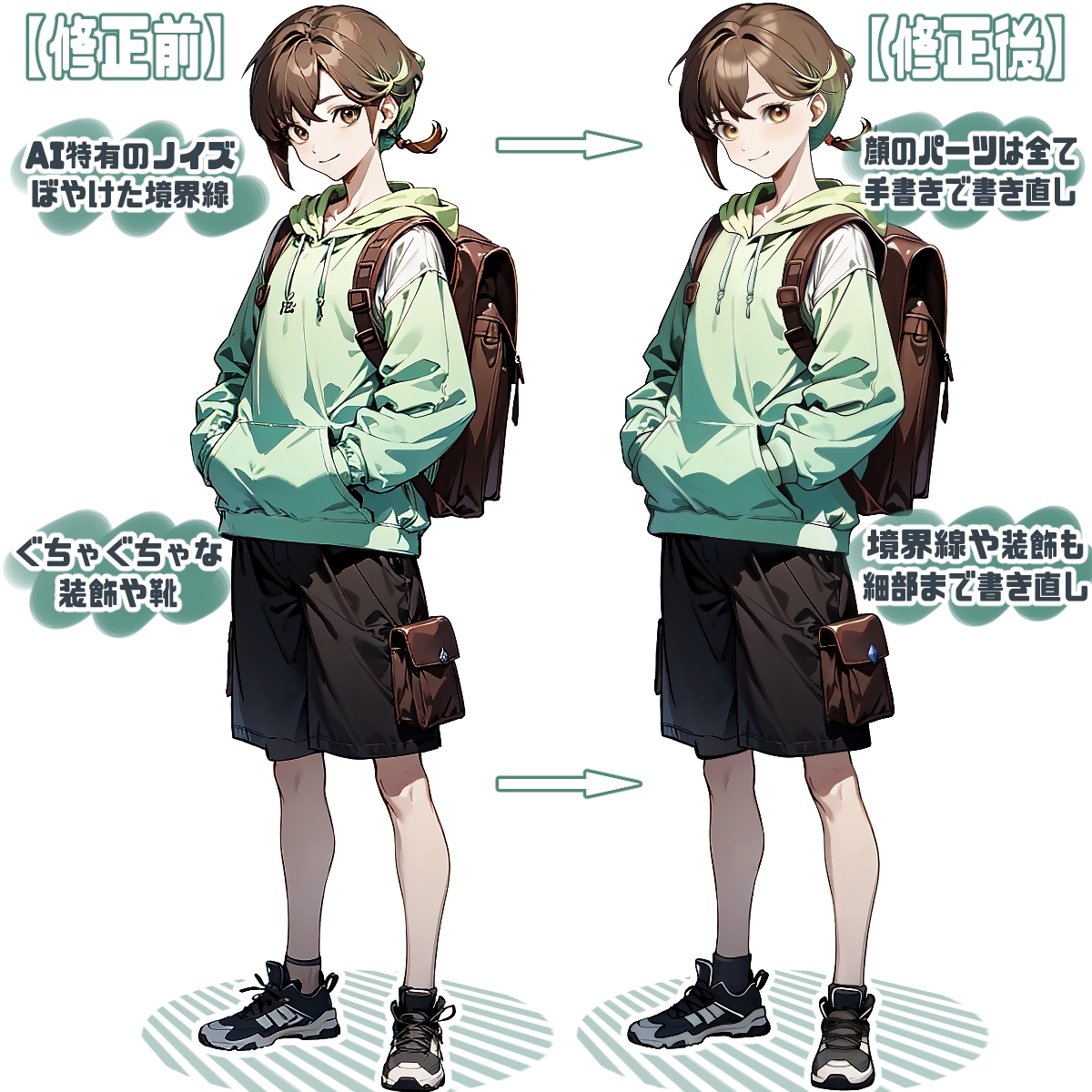AIイラストを修正+高品質パーツ分けします 企業実績あり！破綻を修正、Live2D用パーツ分け致します＊ イメージ2