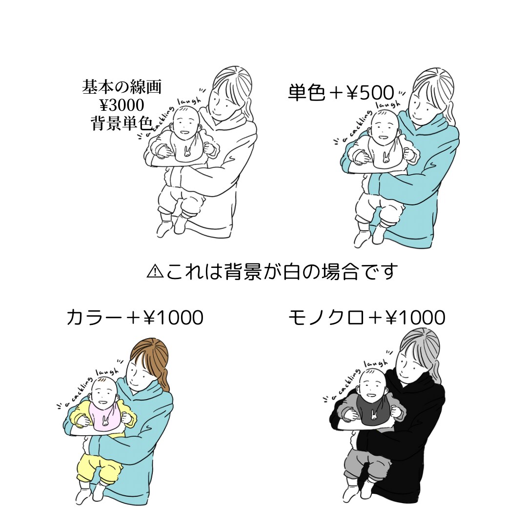 家族やお子さんのイラストを♡線画で可愛く描きます 即日〜4日で納品！ビジネス、アイコン、グッズ使用に♡ イメージ4