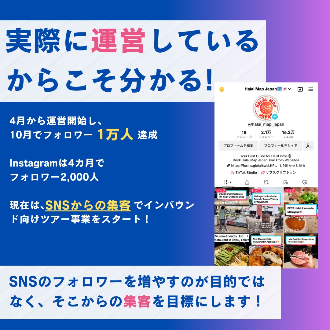 フォロワー4万人!実績のSNS運用で集客を叶えます SNSコンサル フォロワー実績4万人!インバウンド集客に強い イメージ2