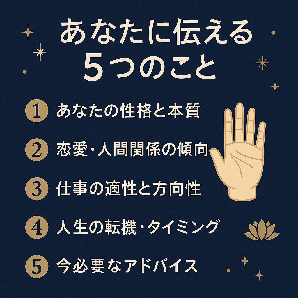 心の手相リーディング~手のひらから読み解きます 性格・運勢・恋愛・人生の転機を“手相”で優しくお伝えします イメージ2