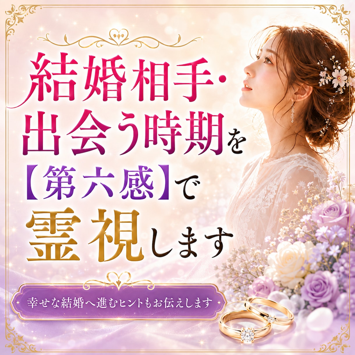 結婚相手・出会う時期を【第六感】で霊視します あなたの結婚の可能性と幸せへ進むための道筋を具体的に伝えます イメージ1