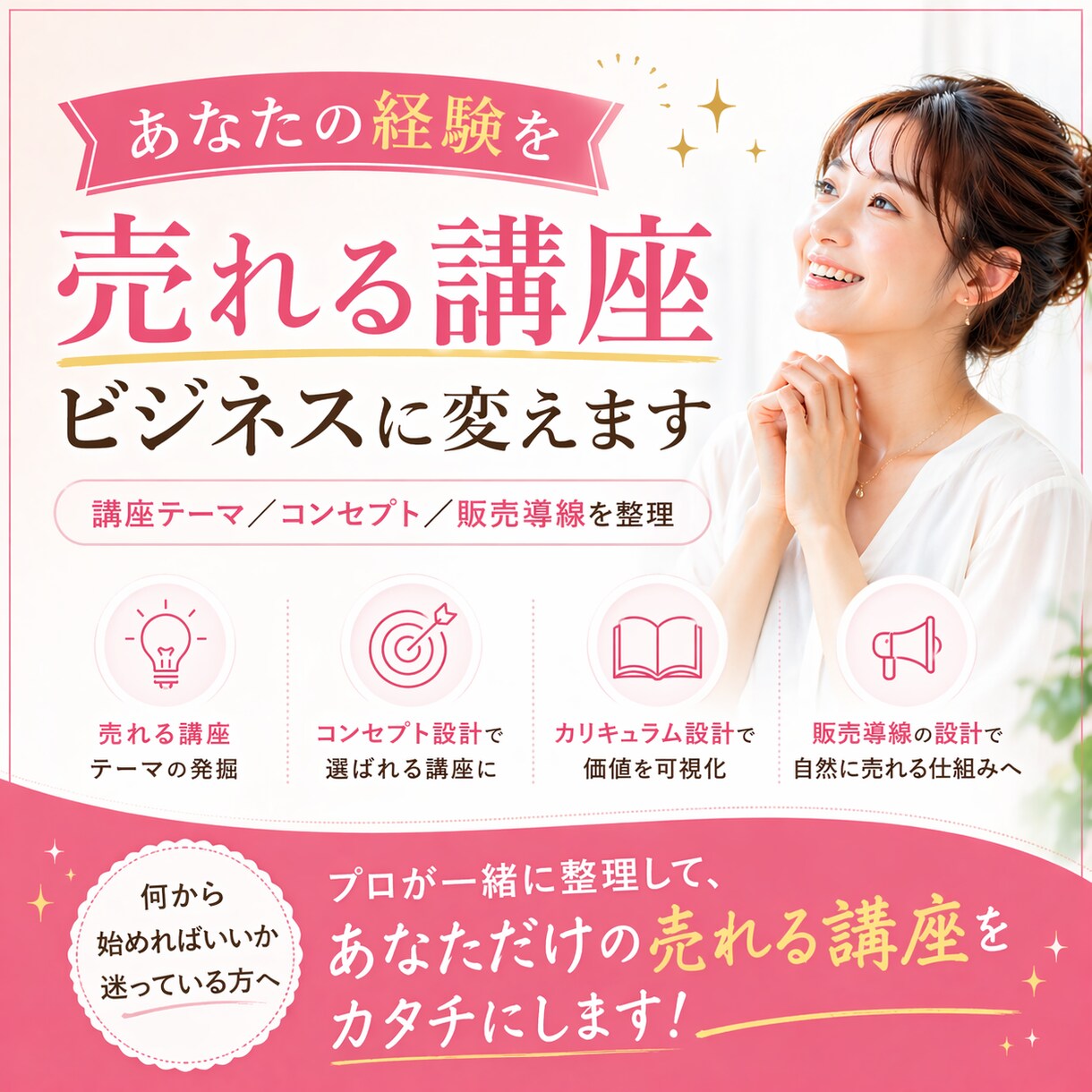 あなたの経験を売れる講座ビジネスに変えます 現役マーケターが戦略設計、売れる講座コンセプトを一緒に作成 イメージ1