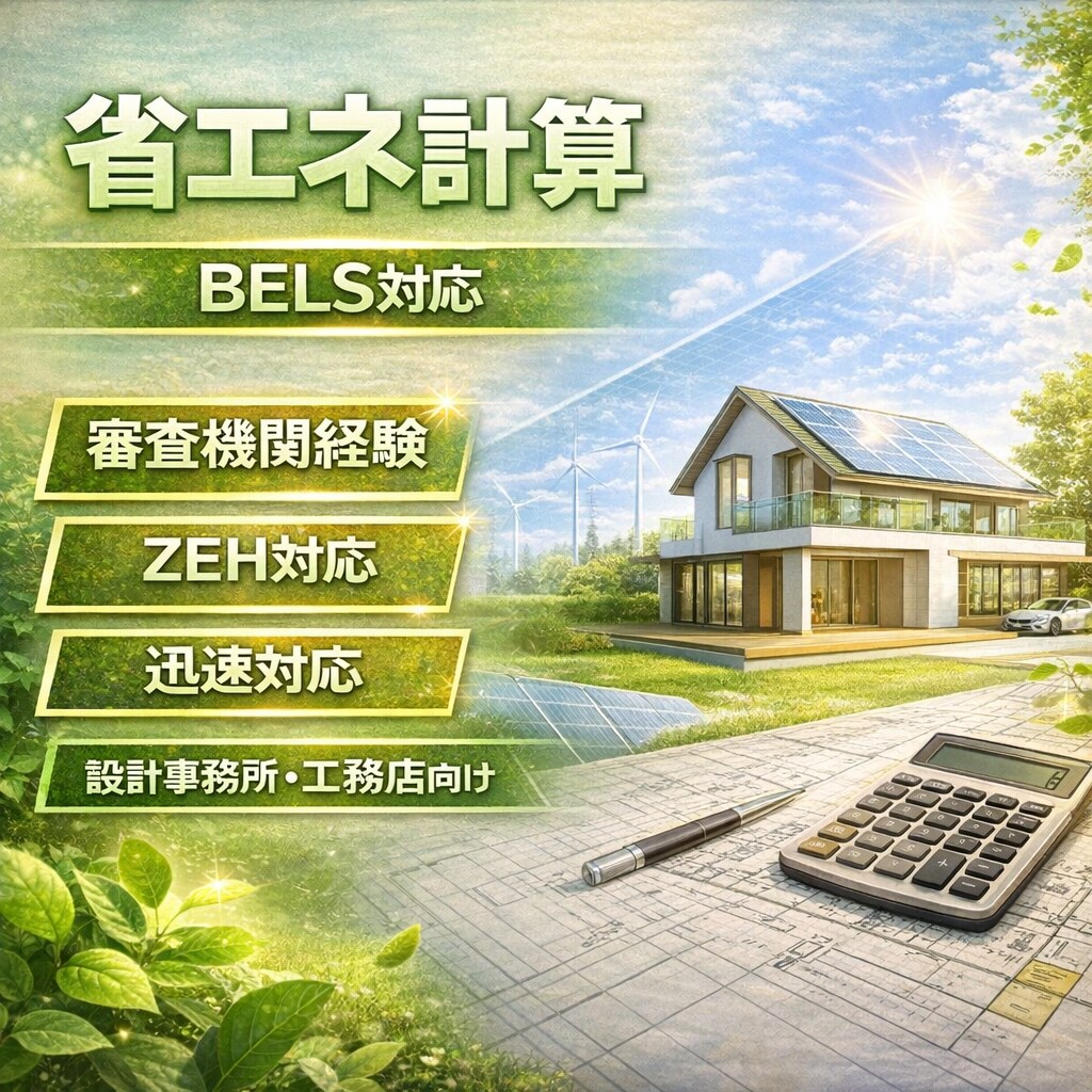 住宅の省エネ計算を代行します 確認申請・BELS・補助金対応の計算書を作成いたします。 イメージ1