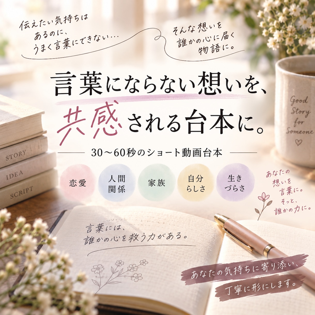 言葉にならない想いを共感台本にします 心の奥にある本音を、誰かに届く物語へ イメージ1