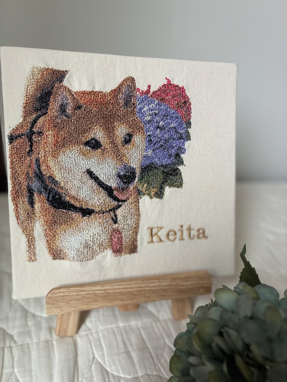 ペットの写真から刺繍ファブリックボードお作りします お写真から作るオーダーメイドうちの子刺繍ファブリックボード イメージ7