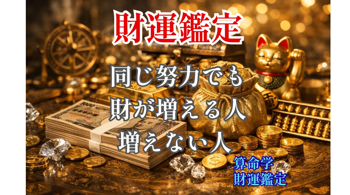 算命学であなたの財運を丁寧に読み解き鑑定します 宿命と運勢から、財の流れとあなたに合う活かし方をお伝えします イメージ1