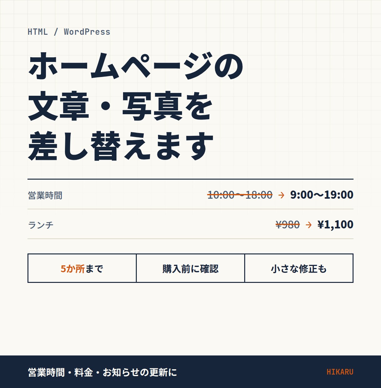 ホームページの文章・画像を差し替えます 今あるサイトの小さな修正を、お手頃価格で丁寧に対応 イメージ1
