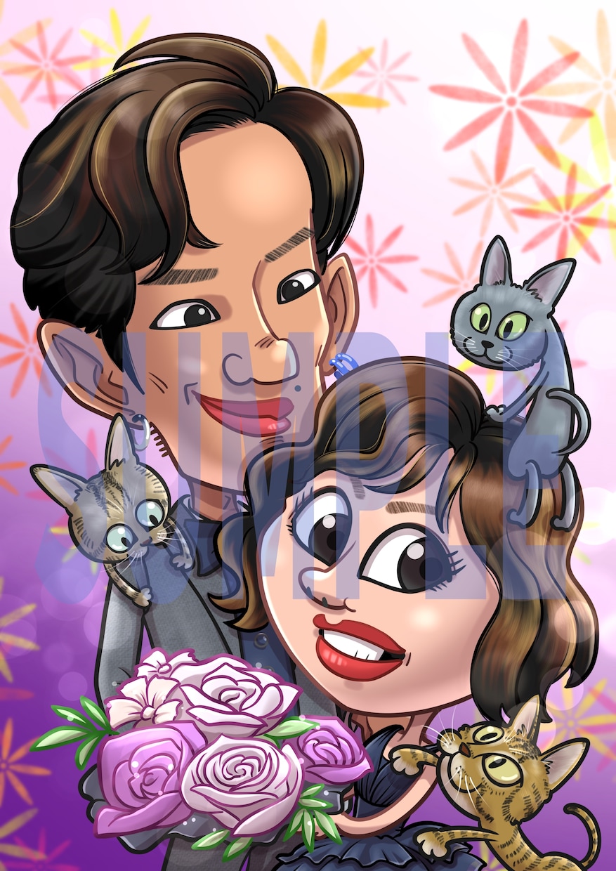 ご結婚の記念に描かせていただきます 幸せなお二人の表情を似顔絵に残してみませんか。 イメージ1