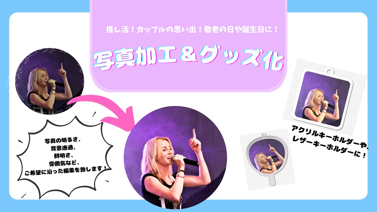 写真編集&グッズ製作をします 記念日にグッズを製作しませんか？写真編集のみのご依頼もOK イメージ1