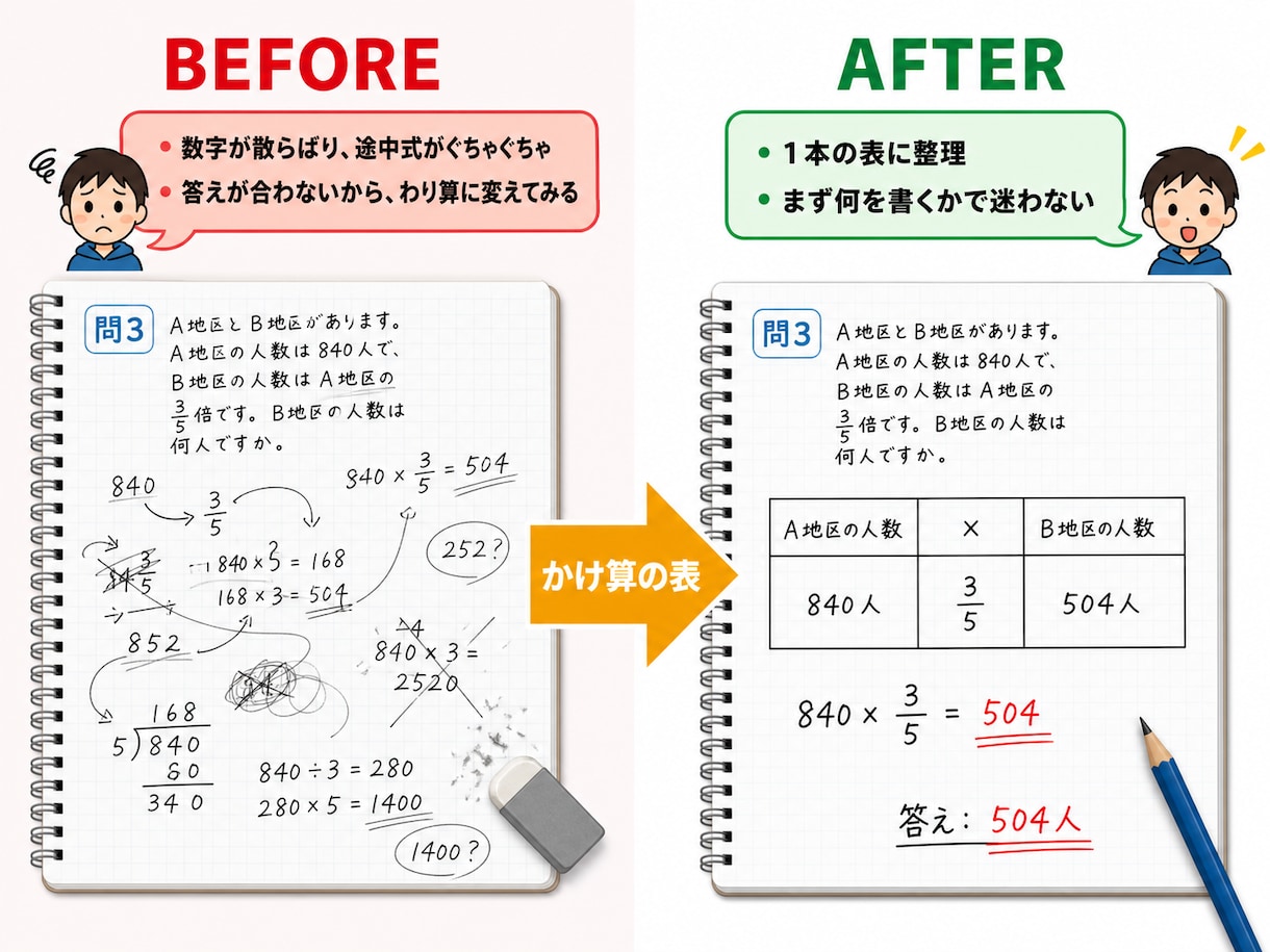 中学受験算数☆速さ・割合の文章題を解く力をつけます センスではなく手順。11のかけ算の表で、文章題の式を立てます イメージ3