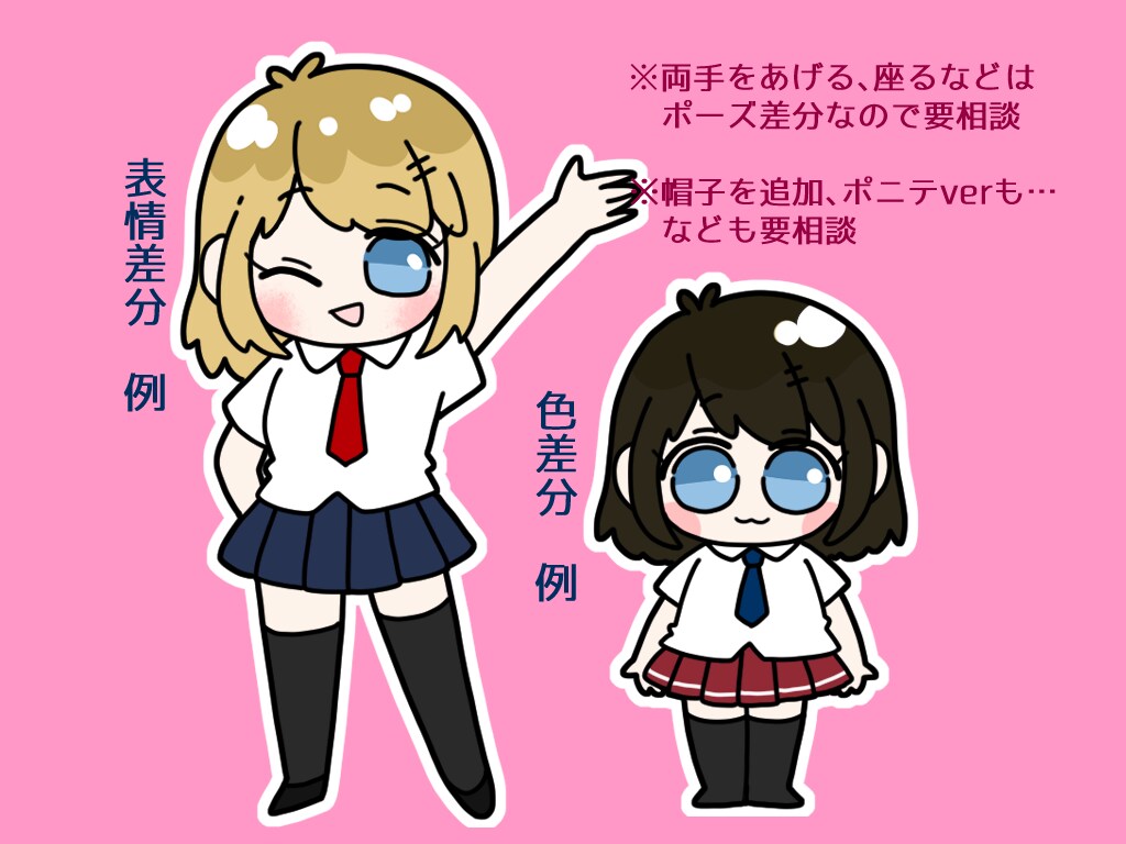 デフォルメイラスト作成します ２～３等身の人物立ち絵やアイコンなどをお求めの方へ イメージ3