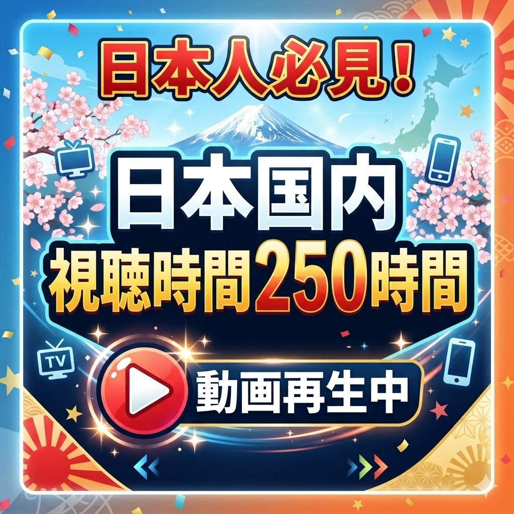 YouTube再生時間を日本国内から増やします 視聴維持率向上と日本国内の日本語リアルアカウントからアクセス イメージ1