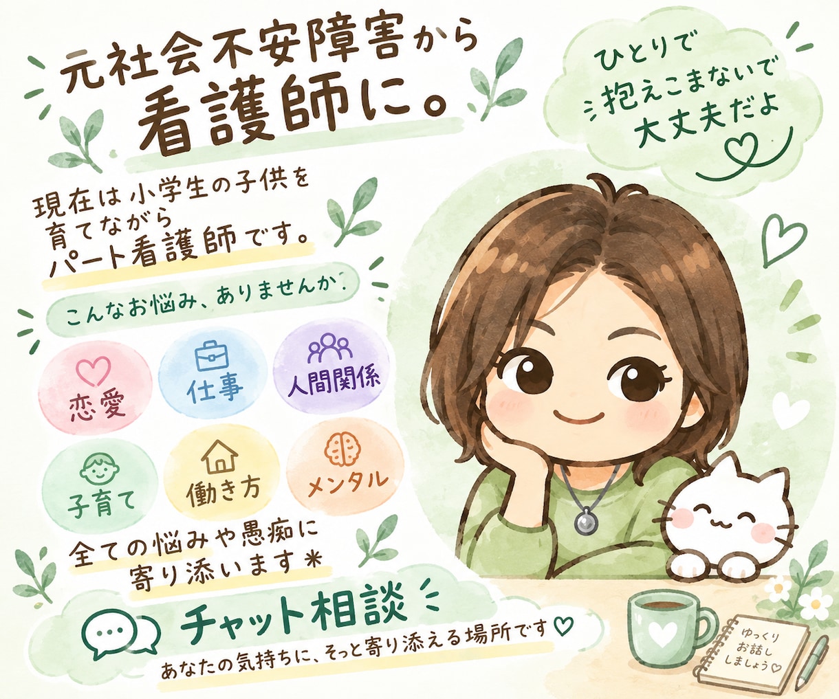 文字でゆっくり会話☺️なんでも聞きます 愚痴や悩み、楽しみな事、挑戦したい事なんでもお聞きします。 イメージ1