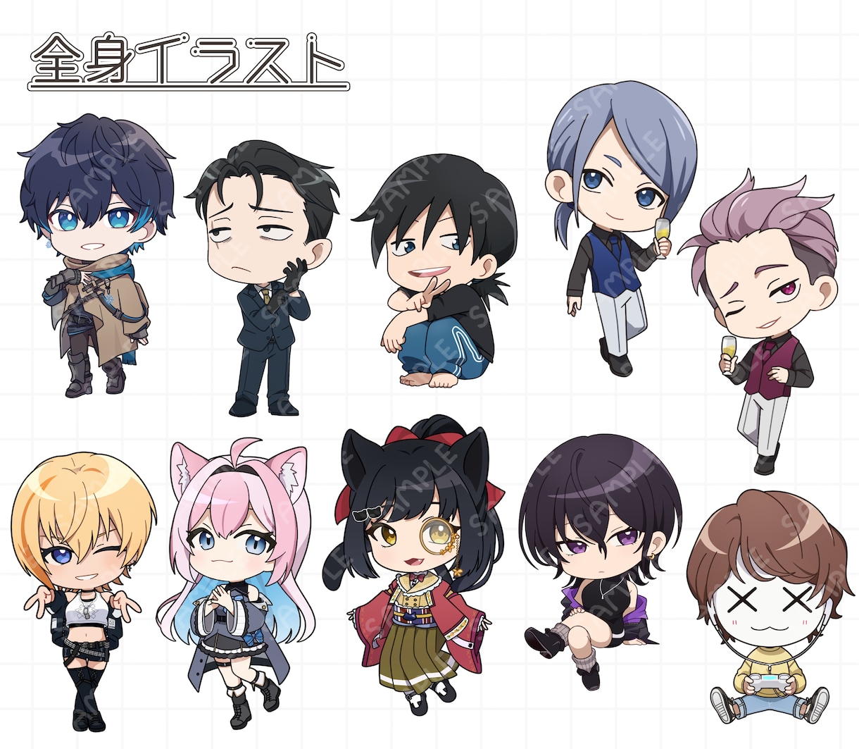 ミニキャライラスト/デフォルメ/ちびキャラます ブログ、サムネ用、グッズなど！可愛くデフォルメします イメージ8