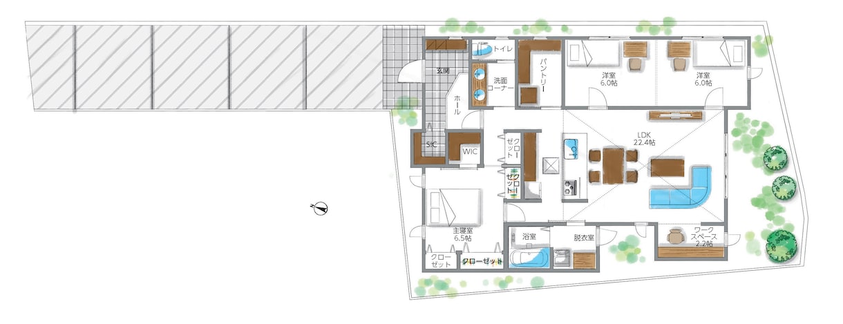 手書きタッチの戸建・マンション間取り図を作成します 企業や個人、インバウンド向けの水彩画タッチ風間取り図を作成！ イメージ5
