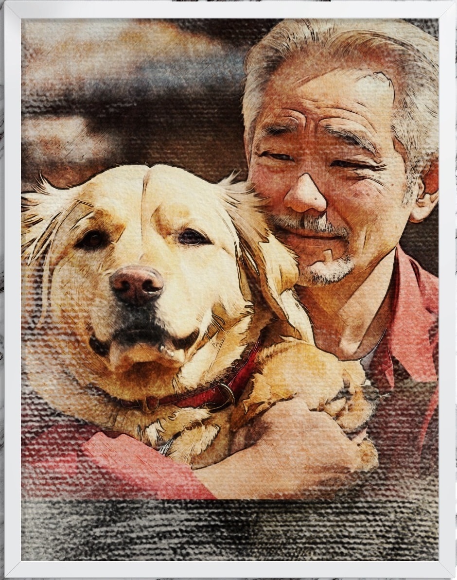アート的なイラスト、飼い主とペットを描きます 飼い主とペットの感動的にな瞬間を捉えたイラスト イメージ2